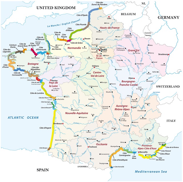 Frankreich Atlantikküste Karte